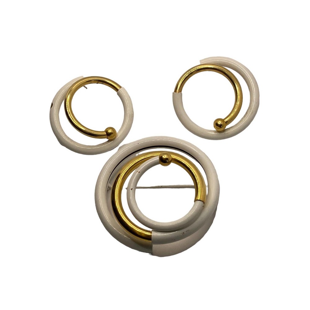 Vintage Abstract Oversized Swirl Brooch Earring Set
